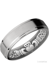 6 mm wide Flat Grooved Edges Titanium band.