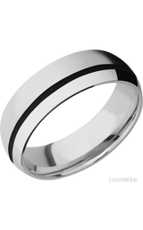 7 mm wide/Domed/Cobalt Chrome band with one 1 mm Off Center inlay of Black.