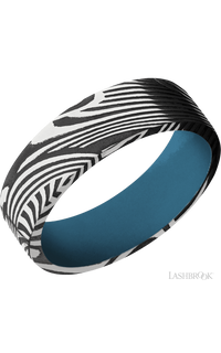 7 mm wide Flat Sunset band featuring a Royal Blue sleeve.
