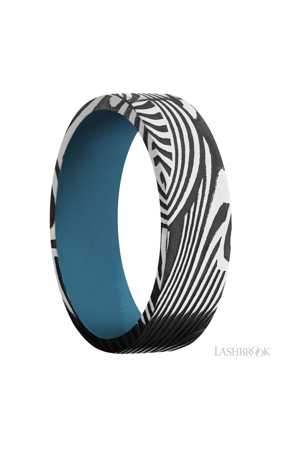 7 mm wide Flat Sunset band featuring a Royal Blue sleeve.
