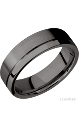 7 mm wide Flat with Off Center Accent Groove Tantalum Noir band.