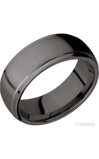 8 mm wide Domed Stepped Down Edges Tantalum Noir band.