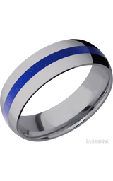 7 mm wide/Domed/Tantalum band with one 2 mm Centered inlay of Lapis.