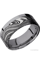 8 mm wide/Flat/Tantalum band with one 6 mm Off Center Edge inlay of Marble.