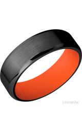 7 mm wide Beveled Zirconium band featuring a Hunter Orange sleeve.
