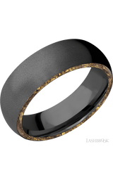 7 mm wide/Domed/Zirconium band with two 1 mm Side inlays of Alaskan Gold Nugget.