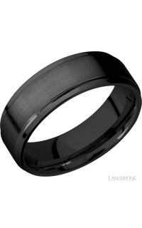 7 mm wide Flat Grooved Edges Zirconium band.