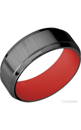 8 mm wide Stepped Bevel Zirconium band featuring a USMC Red sleeve.