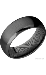 8 mm wide Domed Bevel Zirconium band.