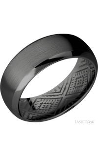 8 mm wide Domed Bevel Zirconium band.
