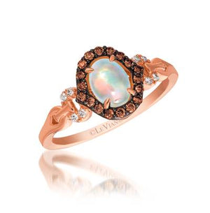 14K Strawberry Gold Opal & Chocolate Diamond Ring by LeVian