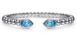 Sterling Silver Bujukan & Pear Shape 3.07cttw Blue Topaz Split Bangle Bracelet by Gabriel