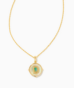 Letter D Gold Plated Disc Pendant in Iridescent Abalone by Kendra Scott