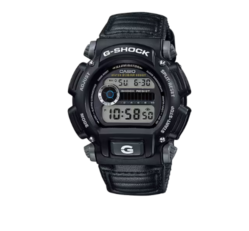DW9052V-1 Black Watch with Black & Grey Leather/Cloth Band by G-Shock