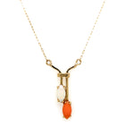 Estate Opal & Coral Lavalier Necklace