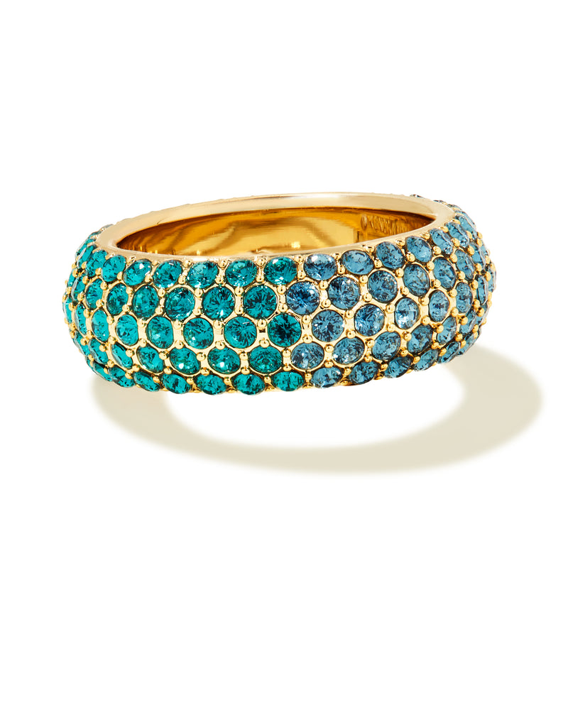 Mikki Gold Plated Pave Band Ring in Green Blue Ombre Mix Sz 8 by Kendra Scott