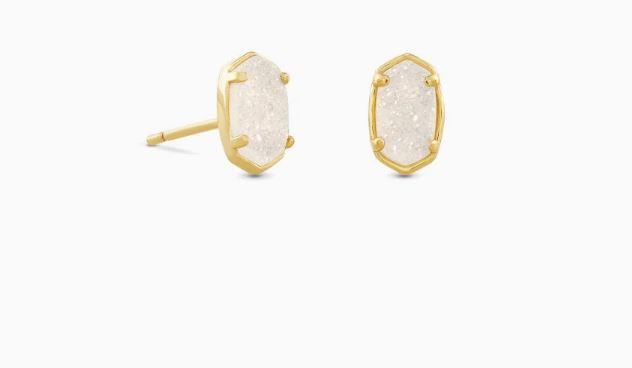 Emilie Gold Stud Earrings Iridescent Drusy by Kendra Scott