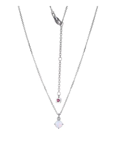 Sterling Silver Created Opal Birthstone Necklace by ELLE