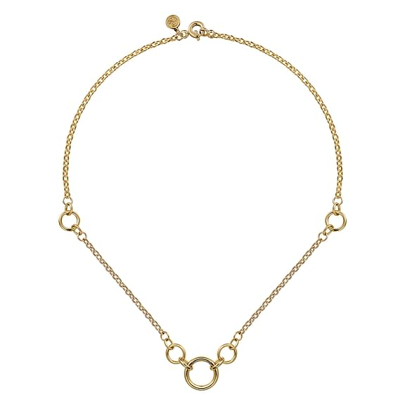 14K Yellow Gold Hollow Tube Link Necklace