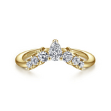 Reggio - Curved-14K Yellow Gold Pear Shape and Round Diamond Anniversary Band - 0.5 ct