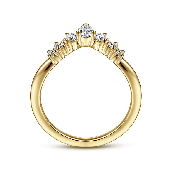 Reggio - Curved-14K Yellow Gold Pear Shape and Round Diamond Anniversary Band - 0.5 ct