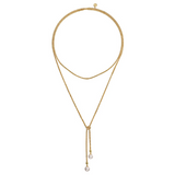 14K Yellow Gold 1.52cttw Fresh Water Pearl Wrap Around & Tie Necklace by Gabriel