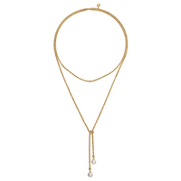 14K Yellow Gold 1.52cttw Fresh Water Pearl Wrap Around & Tie Necklace by Gabriel