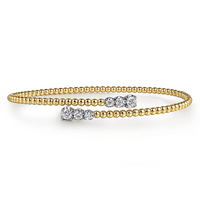 14K White and Yellow Gold Bujukan Graduating Diamond Bypass Bangle