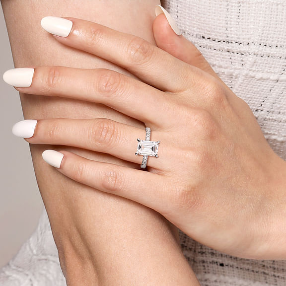 Winslow - 14K White Gold Emerald Cut Diamond Engagement Ring