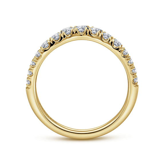 Curved 14K Yellow Gold 0.48cttw SI G-H Diamond Anniversary Band by Gabriel