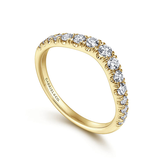 Curved 14K Yellow Gold 0.48cttw SI G-H Diamond Anniversary Band by Gabriel