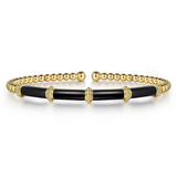 14K Yellow Gold Bujukan Beads Split Bangle with Black Enamel by Gabriel