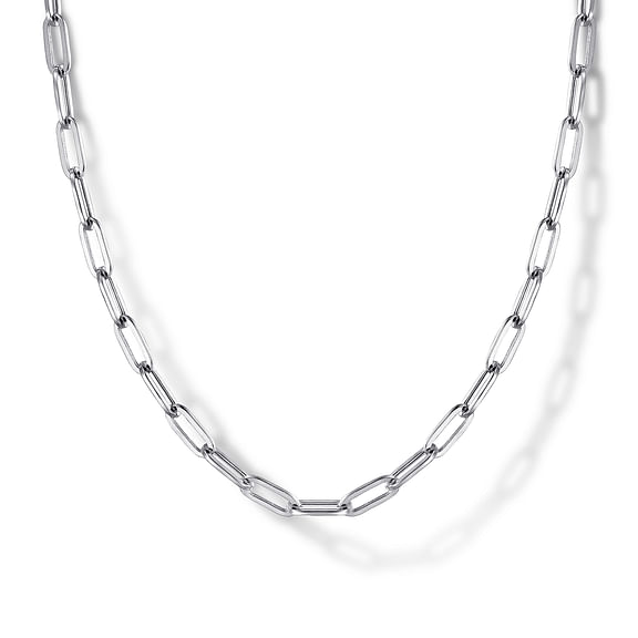 Sterling Silver Solid Paper Clip Chain Necklace