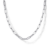 Sterling Silver Solid Paper Clip Chain Necklace