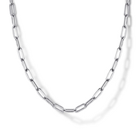 Sterling Silver Solid Paper Clip Chain Necklace