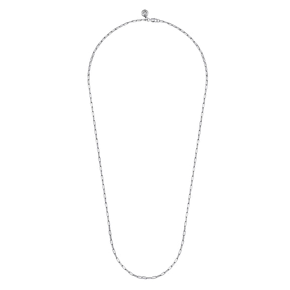 Sterling Silver Solid Paper Clip Chain Necklace