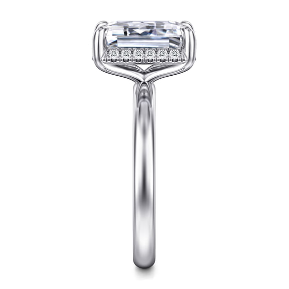 Symphony - 14K White Gold Emerald Cut Hidden Halo Diamond Engagement Ring