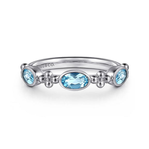 Sterling Silver Bujukan Blue Topaz Fashion Ladies Ring
