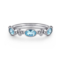 Sterling Silver Bujukan Blue Topaz Fashion Ladies Ring