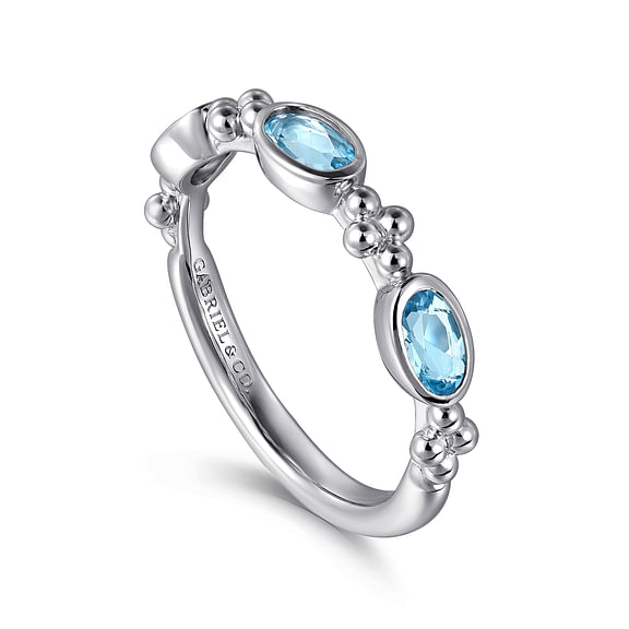 Sterling Silver Bujukan Blue Topaz Fashion Ladies Ring
