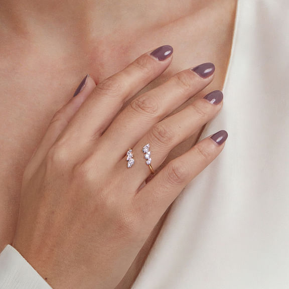 14K White and Yellow Gold Diamond Bypass Ladies Ring