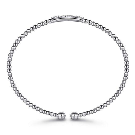 14K White Gold Bujukan Bead Bangle with Diamonds
