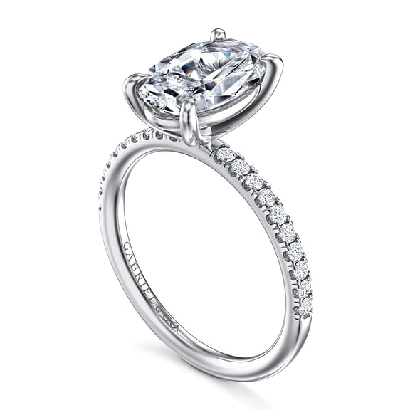 Twain - 14K White Gold Oval Diamond Engagement Ring