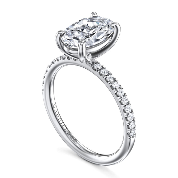 Twain - 14K White Gold Oval Diamond Engagement Ring