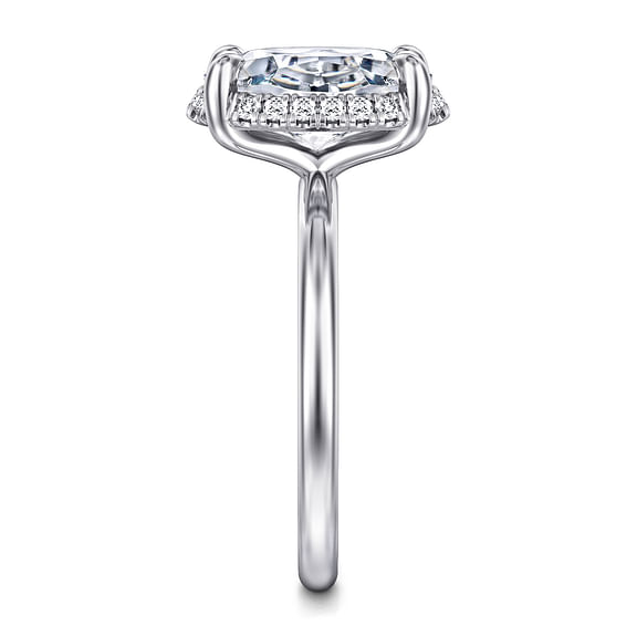 Seattle - 14K White Gold Oval Hidden Halo Diamond Engagement Ring