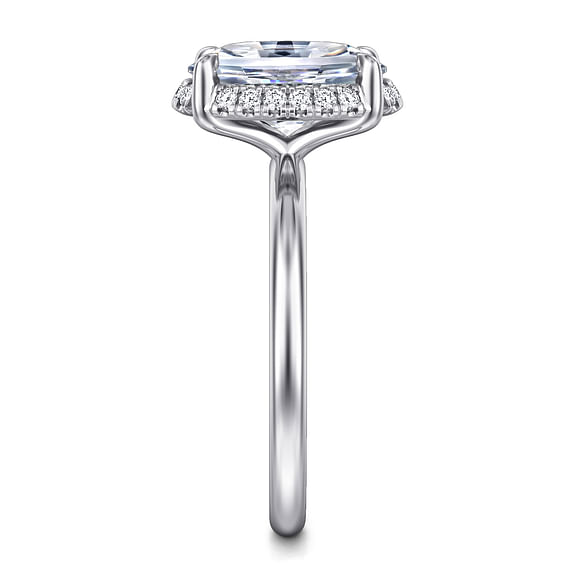 Seattle - 14K White Gold Oval Hidden Halo Diamond Engagement Ring