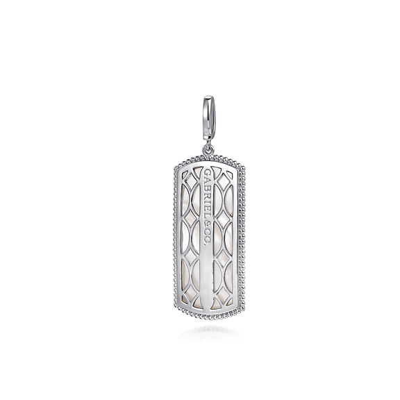 Sterling Silver 35mm Bujukan Dog Tag with Mother of Pearl Pendant by Gabriel
