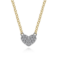 14K White & Yellow Gold Diamond Heart Pendant Necklace by Gabriel