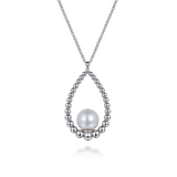 Sterling Silver Fresh Water Pearl Bujukan Drop Necklace