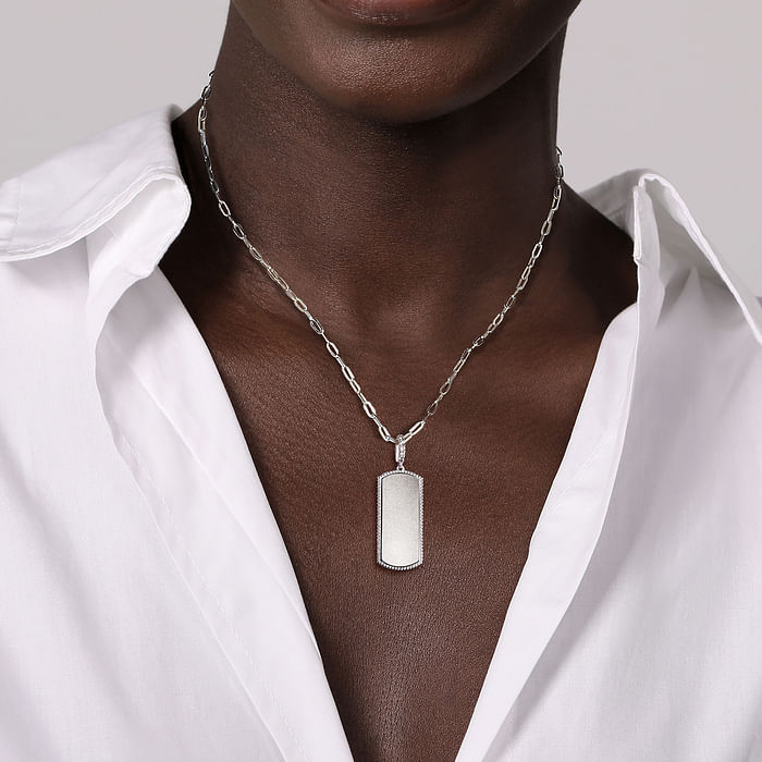Sterling Silver White Sapphire Personalized Medallion Pendant